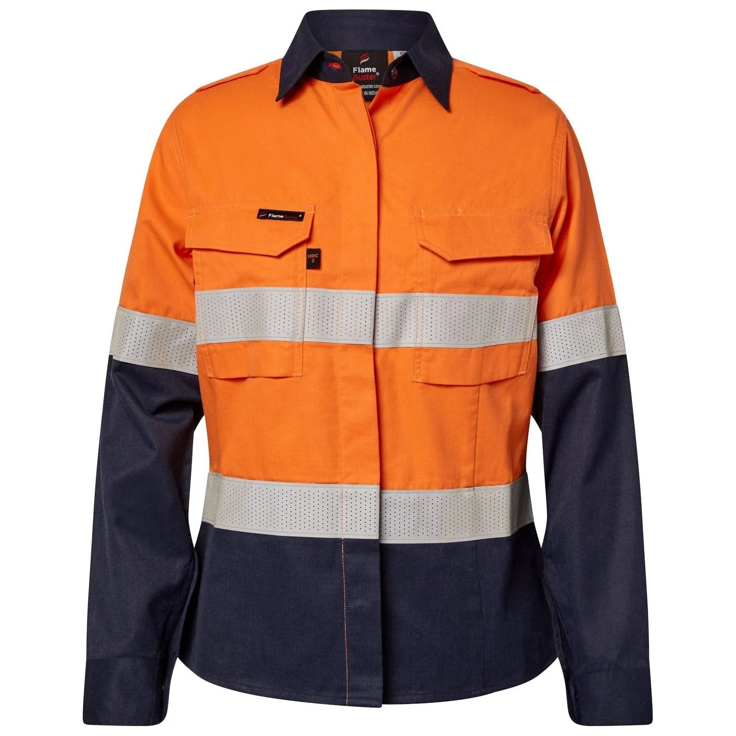 Workcraft Torrent HRC2 Ladies Hi Vis Two Tone Open Front Shirt With Guesset Sleeves And FR Reflective Tape (FSL016A) - Image 3