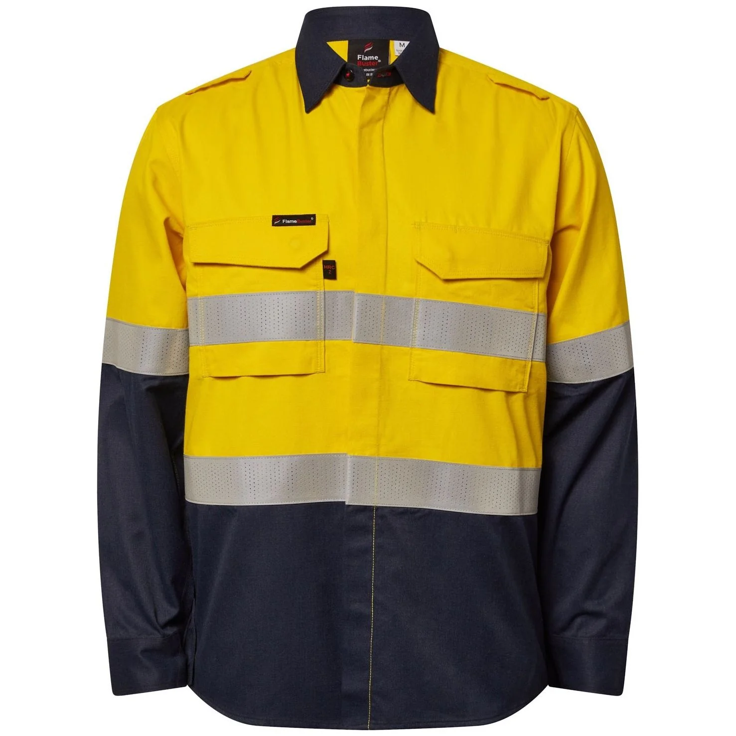 Workcraft Torrent HRC2 Mens Hi Vis Two Tone Open Front Shirt With Gusset Sleeves And FR Reflective Tape (FSV014A) - Image 3